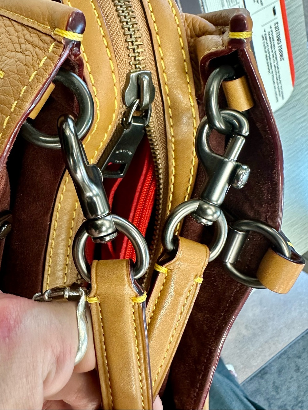 COACH Rogue 30/31 1941 Light Saddle Tan PebbledLeather Satchel Oxblood 3Way bag - Picture 13 of 16
